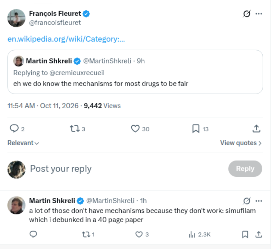 François Fleuret links Wikipedia and Shkreli counters on Simufilam